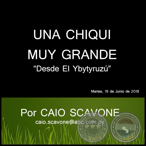UNA CHIQUI MUY GRANDE - Desde El Ybytyruzú - Por CAIO SCAVONE - Martes, 19 de Junio de 2018